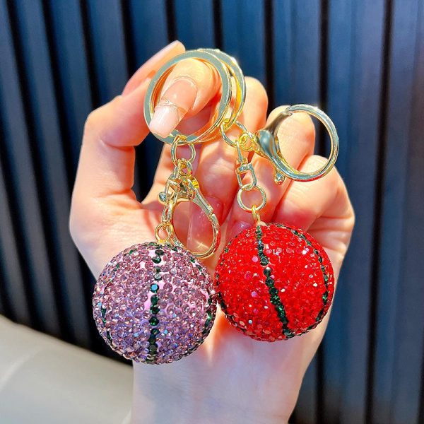 Rhinestone Basketball Car Keychain Pendant