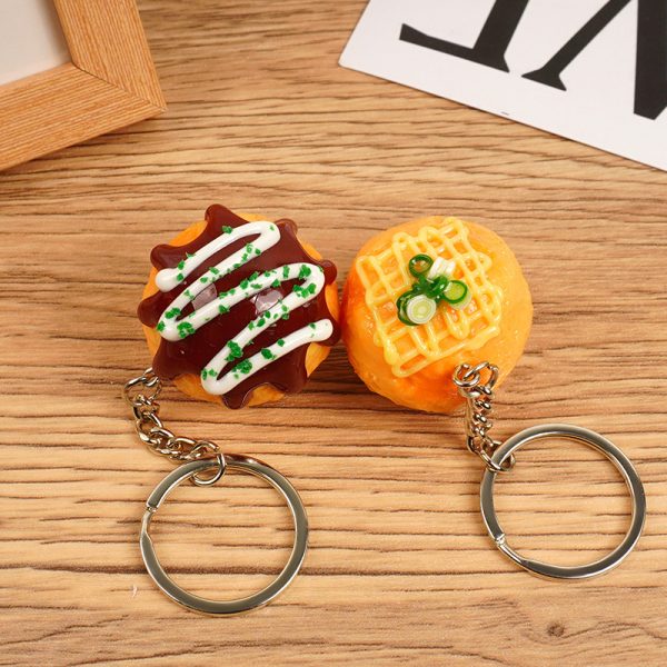 Simulation Octopus Meatballs Food Keychain Pendant