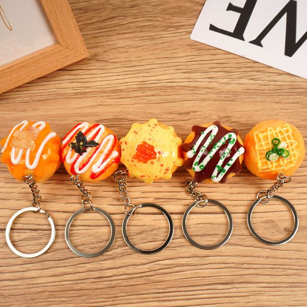 Simulation Octopus Meatballs Food Keychain Pendant