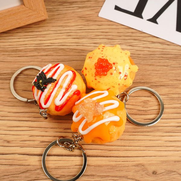 Simulation Octopus Meatballs Food Keychain Pendant