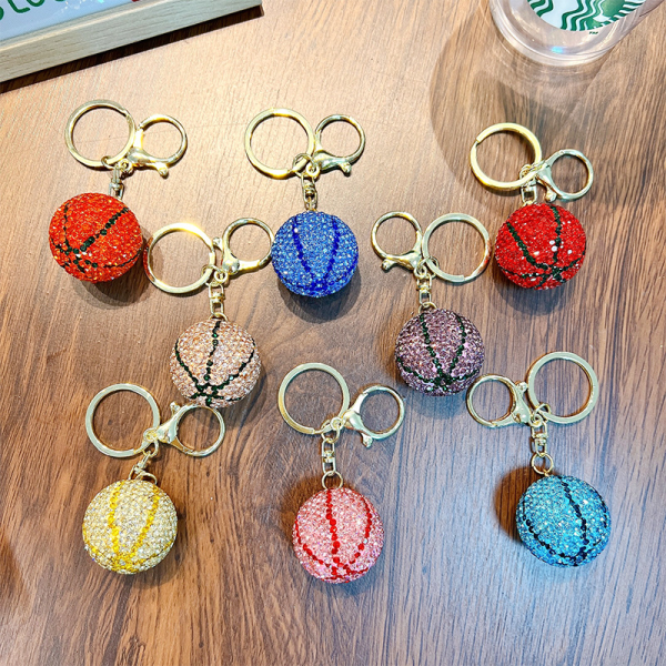 Rhinestone Basketball Car Keychain Pendant