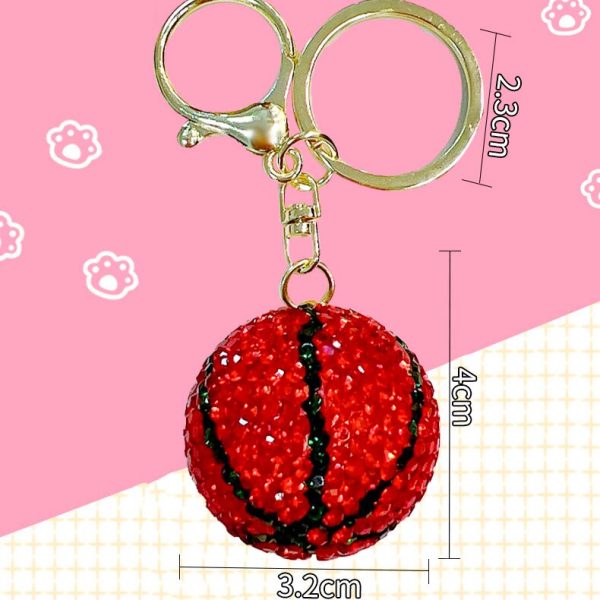 Rhinestone Basketball Car Keychain Pendant