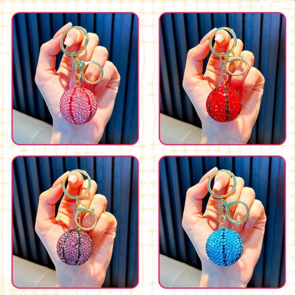 Rhinestone Basketball Car Keychain Pendant