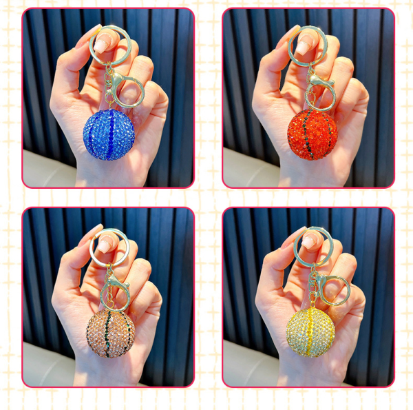 Rhinestone Basketball Car Keychain Pendant