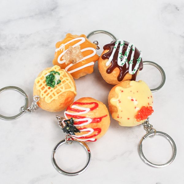 Simulation Octopus Meatballs Food Keychain Pendant