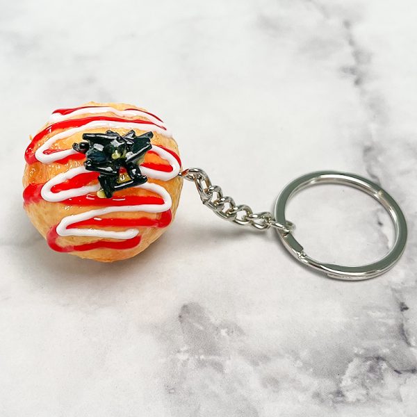 Simulation Octopus Meatballs Food Keychain Pendant