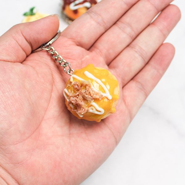 Simulation Octopus Meatballs Food Keychain Pendant