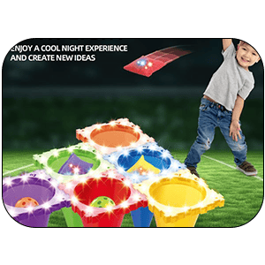 Bright and colorful water balloon buckets with a child playing outdoors, showcasing fun summer toys and outdoor water games for kids.